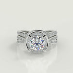 Load and play video in Gallery viewer, Valery Halo Pave 4 Prong Cushion Cut Diamond Engagement Ring