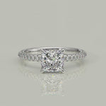 Load and play video in Gallery viewer, Sonya Princess Cut Pave Hidden Halo Engagement Ring Setting
