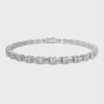 Load and play video in Gallery viewer, Elysia Princess Cut Diamond Tennis Bracelet Prong Set (4 ctw)
