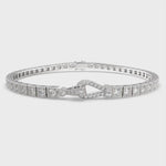 Load and play video in Gallery viewer, Amaryllis Round Cut Diamond Tennis Bracelet Buckle Clasp (2 ctw)