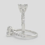 Load and play video in Gallery viewer, Lavinia Princess Cut Side Stone 4 Prong Engagement Ring Setting