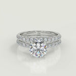Load and play video in Gallery viewer, Regan Classic Pave 4 Prong Cushion Cut Diamond Engagement Ring