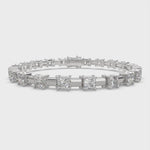 Load and play video in Gallery viewer, Iolanthe Princess Cut Diamond Tennis Bracelet Prong Set (10 ctw)
