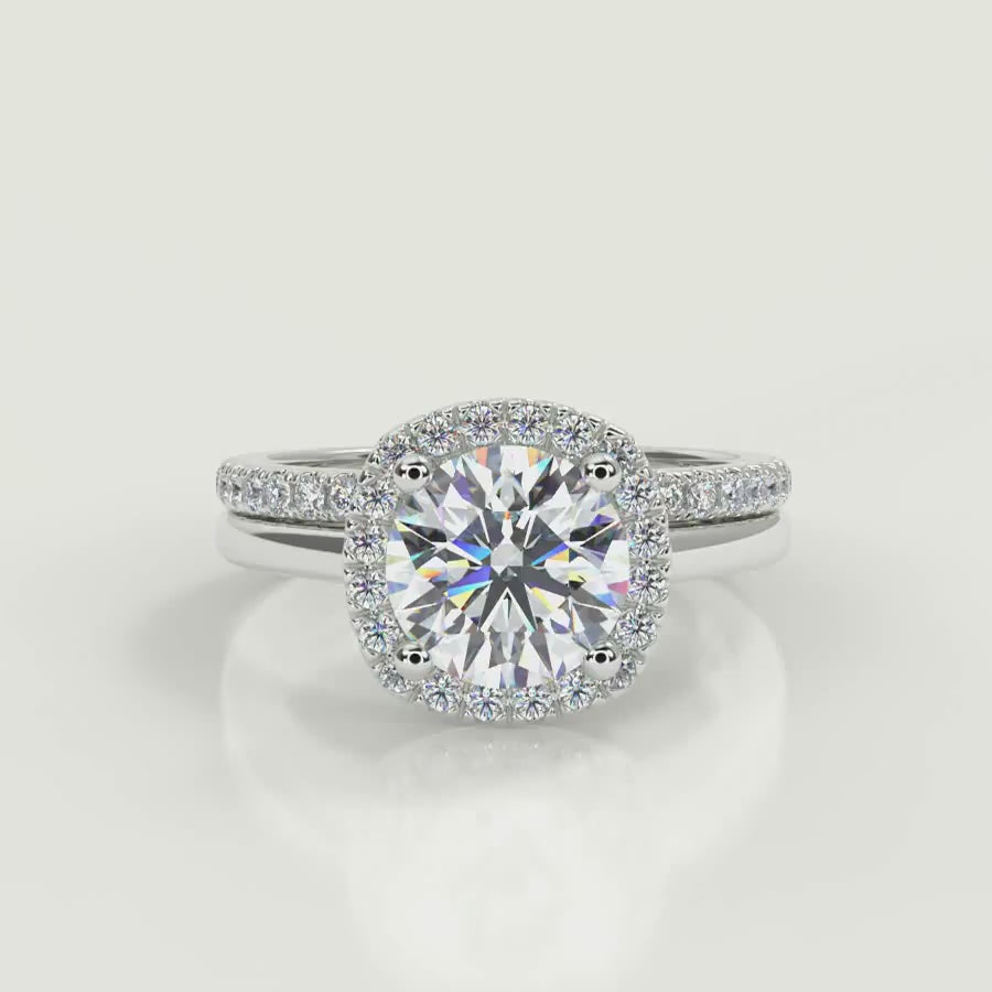 Ansley Halo Round Cut Diamond Engagement Ring – Nivetta