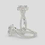 Load and play video in Gallery viewer, Ophelia Princess Cut Pave Halo Split Shank Engagement Ring Setting