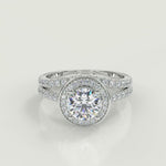 Load and play video in Gallery viewer, Celeste Halo French Pave Cushion Cut Diamond Engagement Ring