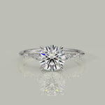 Load and play video in Gallery viewer, Monique Round Cut Hidden Halo Side Stones 4 Prong Claw Set Engagement Ring Setting