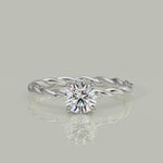 Load and play video in Gallery viewer, Olivia Round Cut Rope Hidden Halo Twist Claw Set Engagement Ring Setting