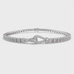 Load and play video in Gallery viewer, Thisbe Princess Cut Diamond Tennis Bracelet Buckle Clasp (2 ctw)