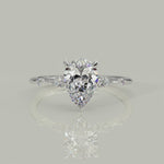 Load and play video in Gallery viewer, Monique Pear Cut Hidden Halo Side Stones 4 Prong Claw Set Engagement Ring Setting