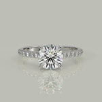 Load and play video in Gallery viewer, Madeline Round Cut Pave Hidden Halo 4 Prong Claw Set Engagement Ring Setting