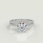 Load and play video in Gallery viewer, Clare Petite Micro Pave Round Cut Diamond Engagement Ring