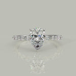 Load and play video in Gallery viewer, Julija Pear Cut Pave Hidden Halo Shared Prong Engagement Ring