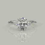 Load and play video in Gallery viewer, Juliet Oval Cut Trilogy Pave 4 Prong Claw Set Engagement Ring Setting