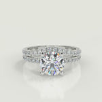 Load and play video in Gallery viewer, Aspen Micro French Pave Classic Cushion Cut Diamond Engagement Ring