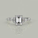 Load and play video in Gallery viewer, Carissa Emerald Cut Pave Shared Prong Claw Set Engagement Ring Setting