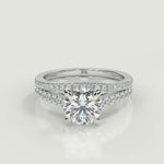 Load and play video in Gallery viewer, Ashlynn 4 Prong Cathedral Pave Princess Cut Diamond Engagement Ring