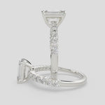 Load and play video in Gallery viewer, Lavinia Emerald Cut Side Stone 4 Prong Engagement Ring Setting