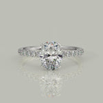 Load and play video in Gallery viewer, Sylvie Oval Cut Pave Hidden Halo 4 Prong Claw Set Engagement Ring Setting
