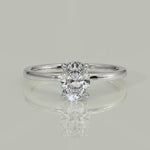 Load and play video in Gallery viewer, Valeria Oval Cut Hidden Halo Solitaire 4 Prong Claw Set Engagement Ring Setting