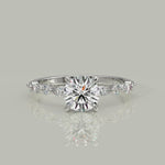 Load and play video in Gallery viewer, Julija Round Cut Pave Hidden Halo Shared Prong Claw Set Ring