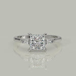 Load and play video in Gallery viewer, Emma Princess Cut Trilogy 3 Stone 4 Prong Claw Set Engagement Ring Setting