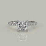 Load and play video in Gallery viewer, Madeline Princess Cut Pave Hidden Halo 4 Prong Claw Set Engagement Ring Setting