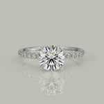 Load and play video in Gallery viewer, Sylvie Round Cut Pave Hidden Halo 4 Prong Claw Set Engagement Ring Setting