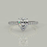 Load and play video in Gallery viewer, Madeline Pear Cut Pave Hidden Halo 4 Prong Claw Set Engagement Ring Setting