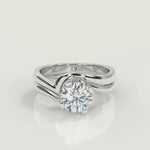 Load and play video in Gallery viewer, Alma Bezel Set Twist Solitaire Round Cut Diamond Engagement Ring