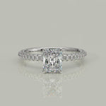 Load and play video in Gallery viewer, Sonya Radiant Cut Pave Hidden Halo Engagement Ring Setting