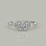 Load and play video in Gallery viewer, Carissa Princess Cut Pave Shared Prong Claw Set Engagement Ring Setting