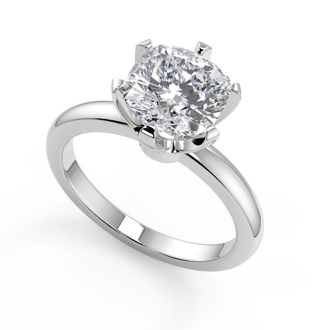 Abbigail 6 Prong Solitaire Cushion Cut Diamond Engagement Ring - Nivetta