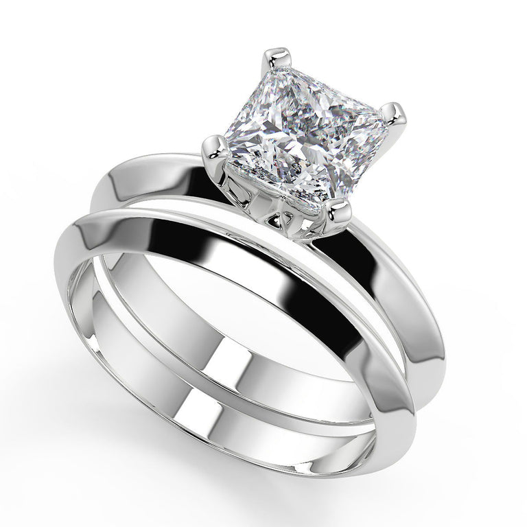 Abby Knife Edge 4 Prong Solitaire Princess Cut Diamond Engagement Ring - Nivetta