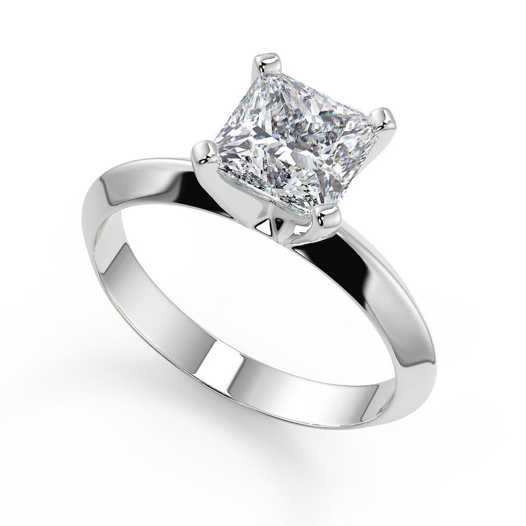 Abby Knife Edge 4 Prong Solitaire Princess Cut Diamond Engagement Ring - Nivetta