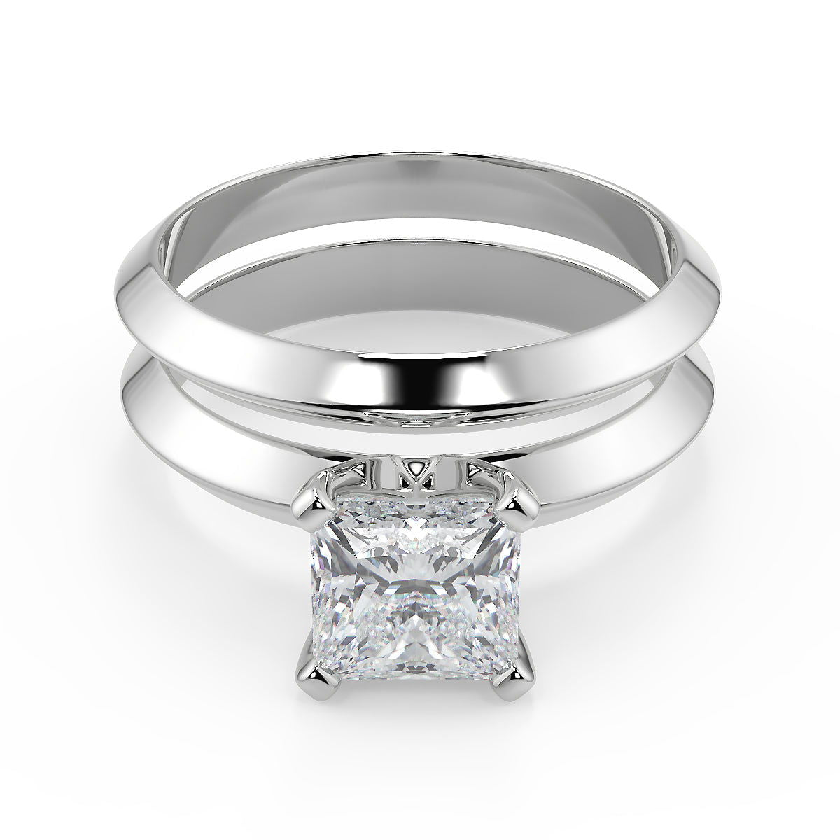 Abby Knife Edge 4 Prong Solitaire Princess Cut Diamond Engagement Ring - Nivetta
