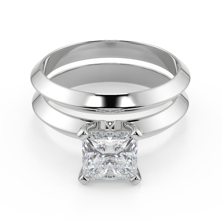 Abby Knife Edge 4 Prong Solitaire Princess Cut Diamond Engagement Ring - Nivetta