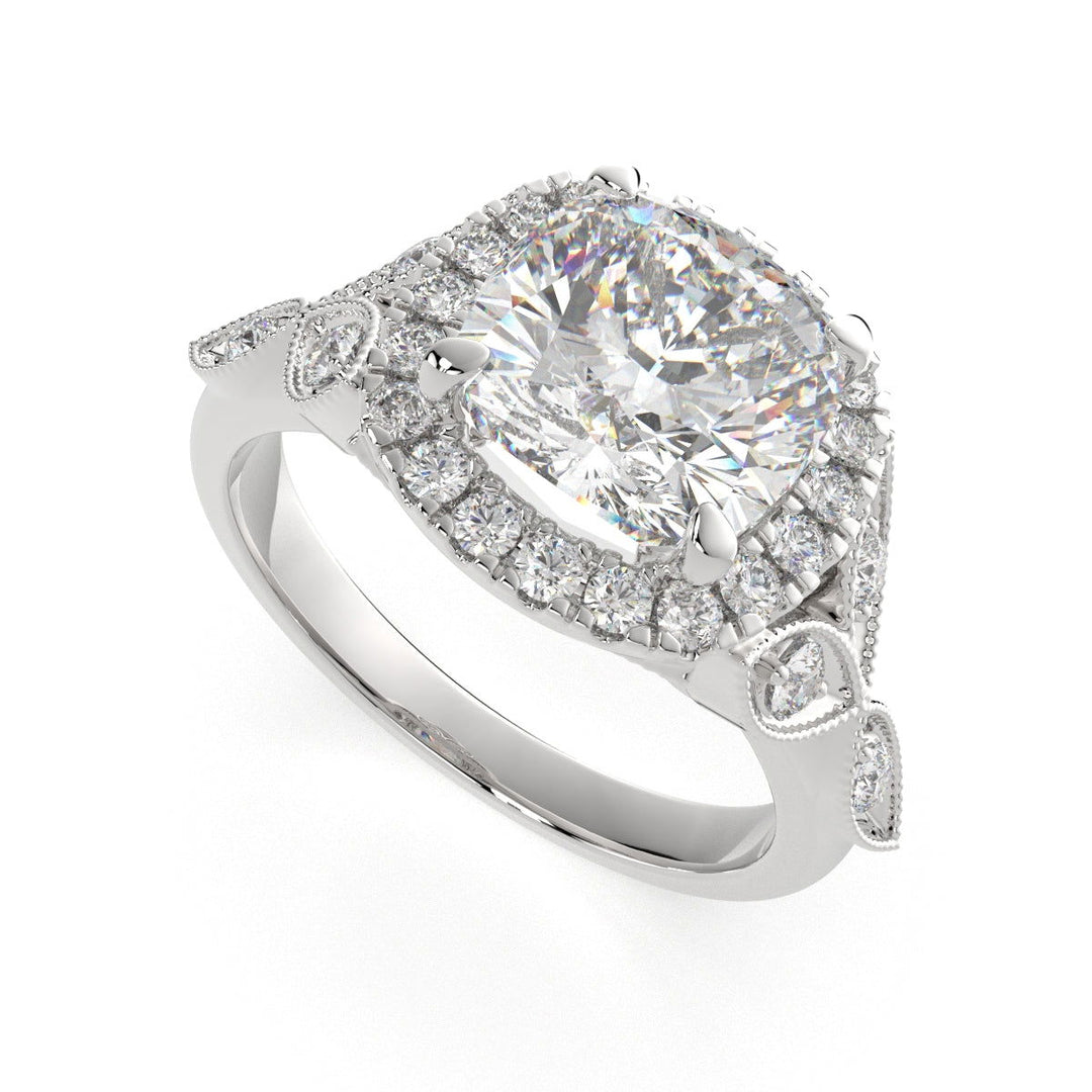 Ada Cushion Cut Halo Pave Engagement Ring Setting - Nivetta