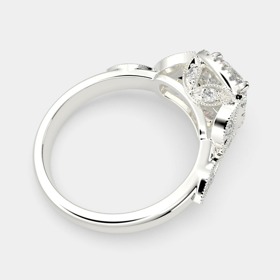 Ada Cushion Cut Halo Pave Engagement Ring Setting - Nivetta