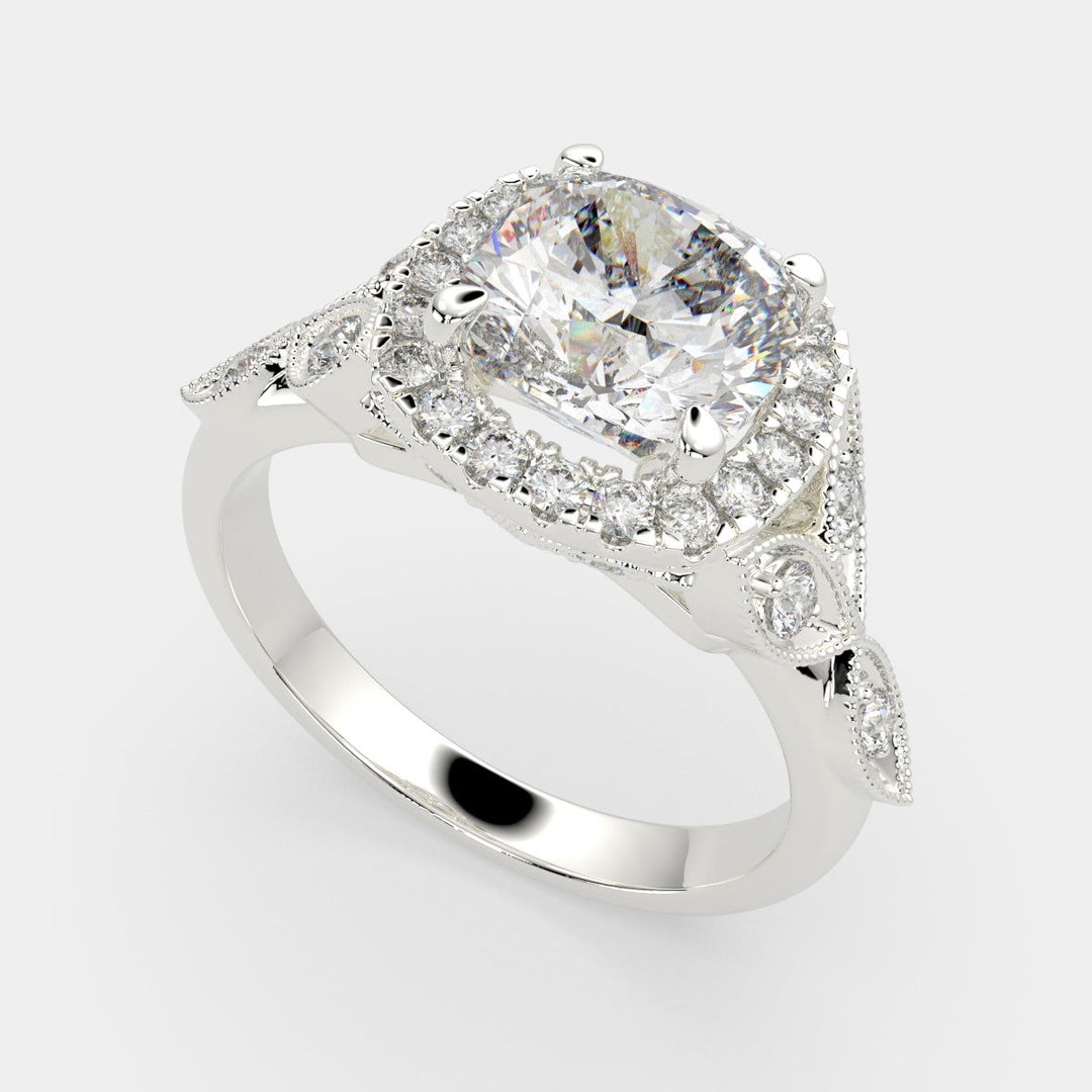 Ada Cushion Cut Halo Pave Engagement Ring Setting - Nivetta