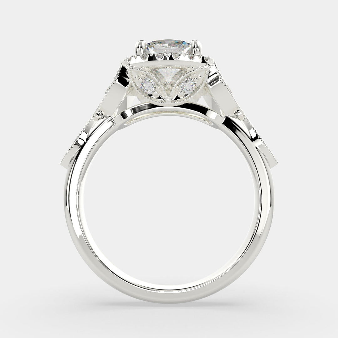 Ada Cushion Cut Halo Pave Engagement Ring Setting - Nivetta