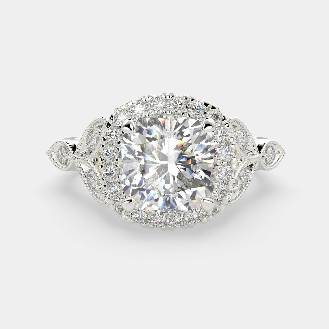 Ada Cushion Cut Halo Pave Engagement Ring Setting - Nivetta