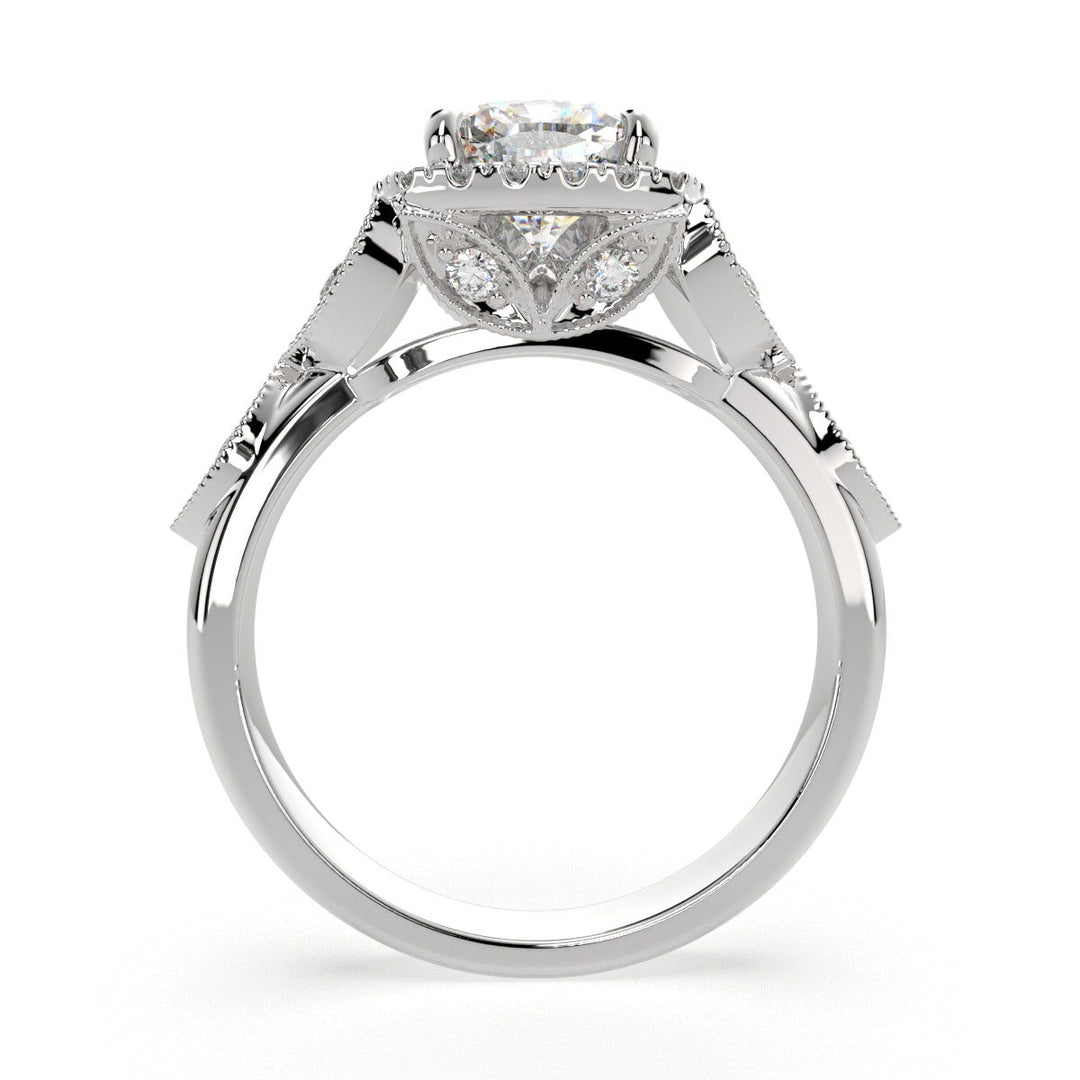 Ada Cushion Cut Halo Pave Engagement Ring Setting - Nivetta