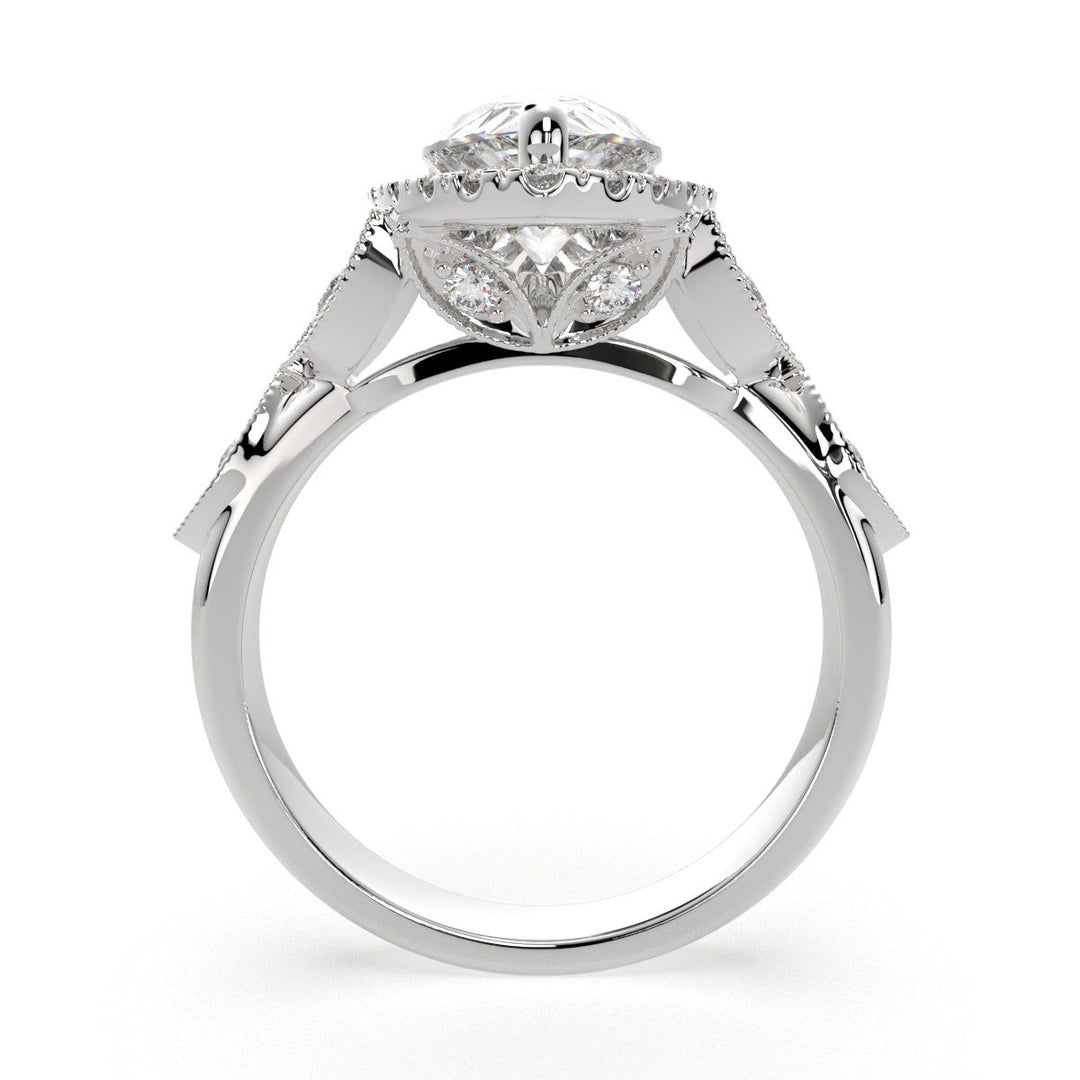Ada Pear Cut Halo Pave Engagement Ring Setting - Nivetta