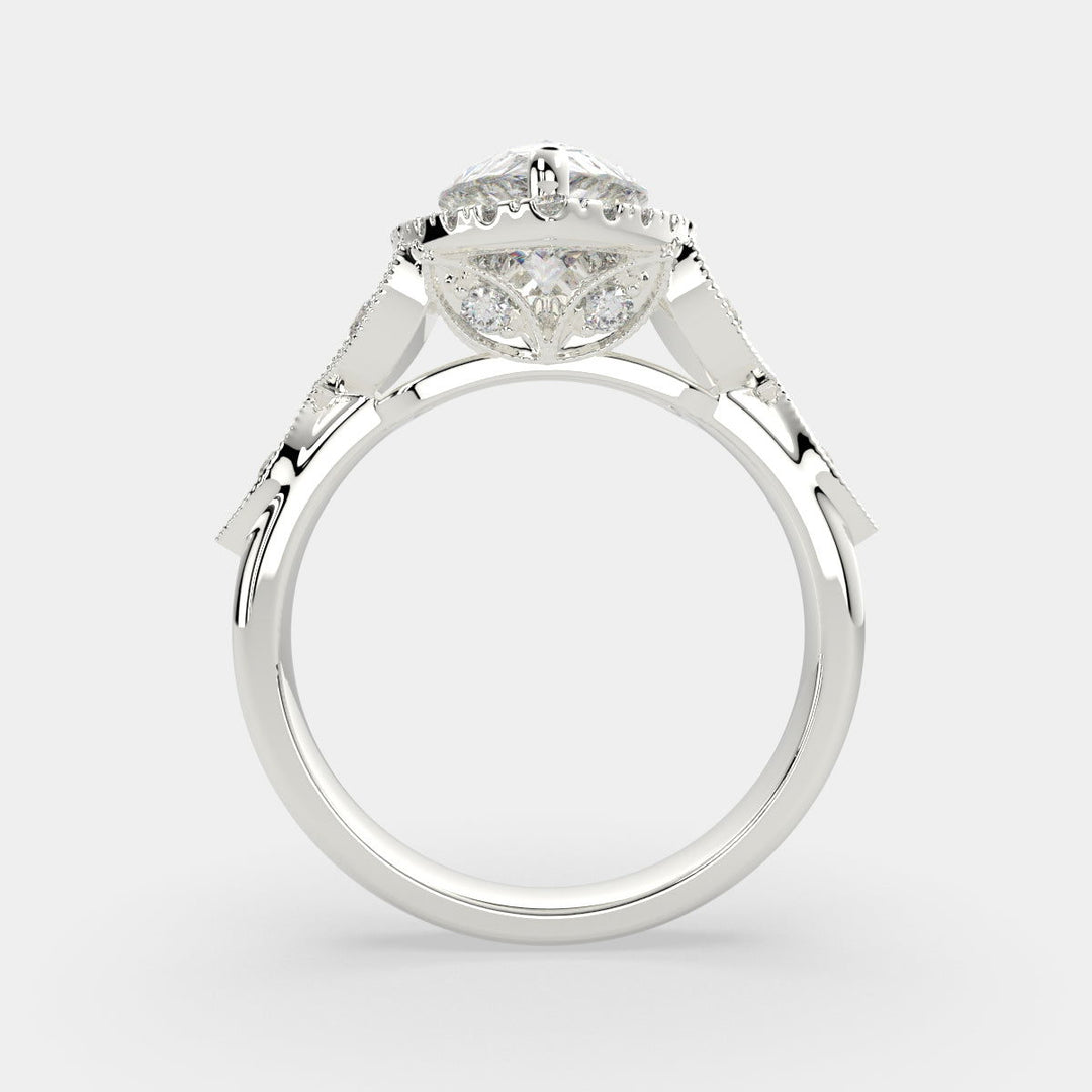 Ada Pear Cut Halo Pave Engagement Ring Setting - Nivetta