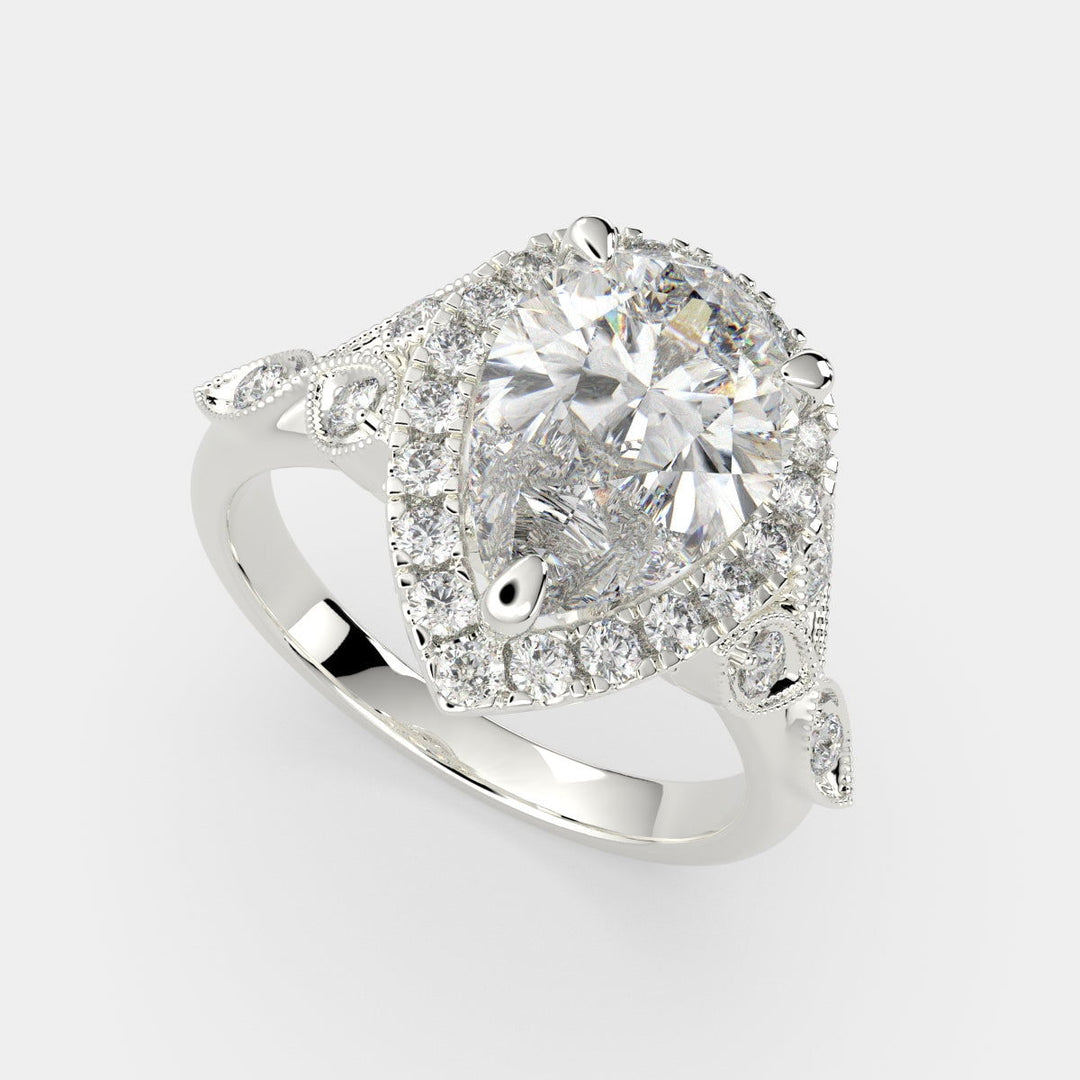 Ada Pear Cut Halo Pave Engagement Ring Setting - Nivetta