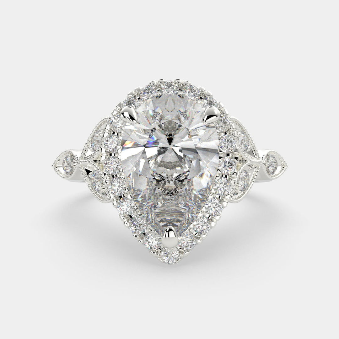 Ada Pear Cut Halo Pave Engagement Ring Setting - Nivetta