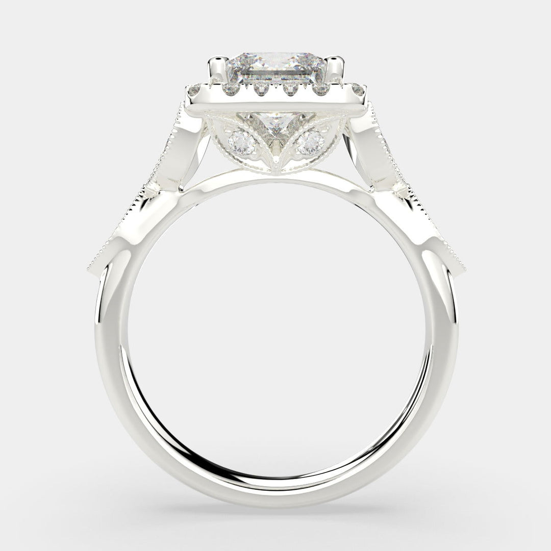 Ada Princess Cut Halo Pave Engagement Ring Setting - Nivetta