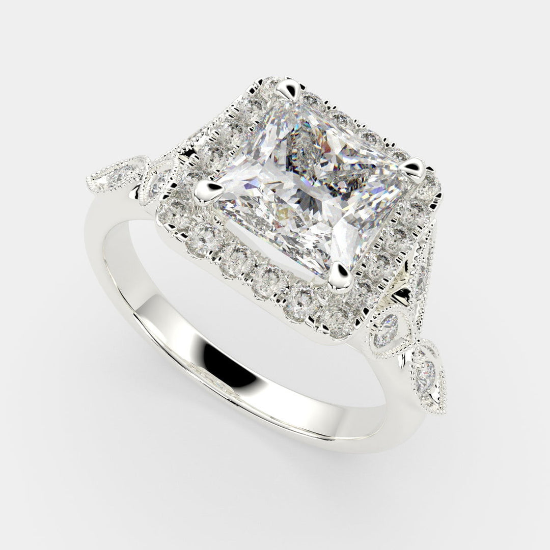 Ada Princess Cut Halo Pave Engagement Ring Setting - Nivetta