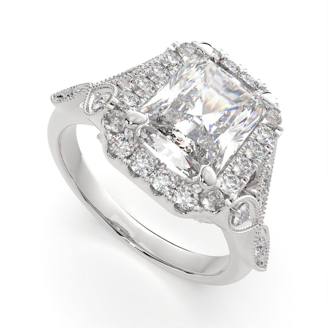 Ada Radiant Cut Halo Pave Engagement Ring Setting - Nivetta